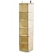 H & L Russel Sweater Organiser, 6 Pocket, Creme with Caramel Trim, 30 x 30 x 122 cm
