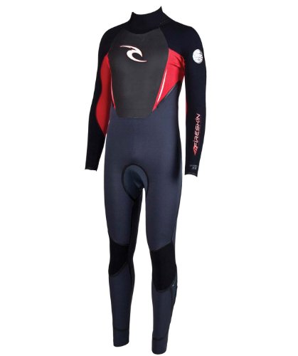 Rip Curl Men's Core Fireskin Back Zip 3/2 Wetsuit (Black/Bgraphite/Red, Large/Small)