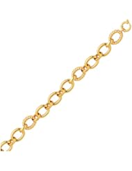 14K Yellow Gold Bracelet with Polished and Cable Oval Links