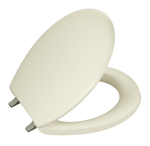 Kohler K-4643-BN-96 Bancroft Round-Front Toilet Seat with Vibrant Brushed Nickel Hinges, Biscuit