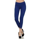 Sakkas Cotton Lycra Blend Lace Trim Stretch Capri Leggings - Made in USA