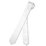 SILK Narrow NeckTie EXTRA Skinny WHITE Color Thin Mens Neck Tie