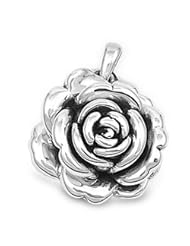 Sterling Silver Fine Rose Half Bloom Pendant