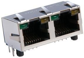 Modular Connectors / Ethernet Connectors R/A RJ45 SHEILDED 2 PORT G/Y LEDS (10 pieces)