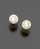 Children's 14k Gold Cubic Zirconia Bezel Earring