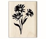 Three Daisies Wood Mounted Rubber Stamp
