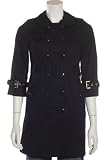 Juicy Couture Skirted Peacoat Belted Trench Coat Jacket, Black