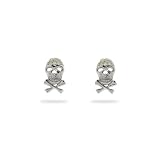 CZ Skull & Crossbones Silver Stud Earrings