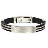 Bling Jewelry Mens Black Rubber Bangle with Stainless Steel Cross ID Bracelet 8"