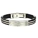 Bling Jewelry Mens Black Rubber Bangle with Stainless Steel Cross ID Bracelet 8"