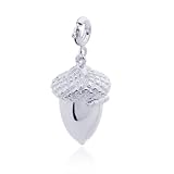 Platinum Plated Sterling Silver Acorn Charm