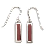 Red Jasper/Bloodstone Sterling Silver Earrings on French Wire - .625 in Inlay Red Jasper