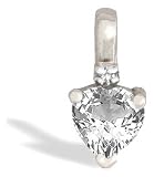 14K White Gold Genuine Heart White Topaz and Diamond Pendant
