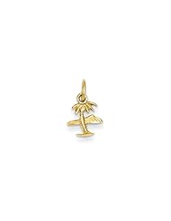 Island and Palm Tree Charm In 14 Karat Yellow Gold
