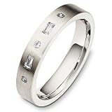 4mm 14 Karat White Gold Flat Style Diamond Wedding Band Ring