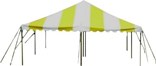 Party Tent 20 X 20 Pole Tent Yellow and White Heavy Duty Vinyl
