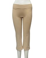 Ladies Khaki Beige Capri Yoga Pants 3/4 Length