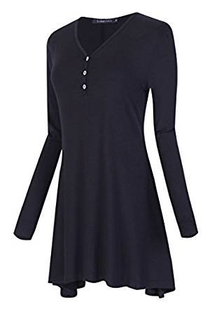Urban CoCo Women's Casual Long Sleeve Button Design Tunic Top