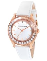 BCBGMAXAZRIA Womens BG6417 Essentials Floating Stone Bezel White Strap Watch