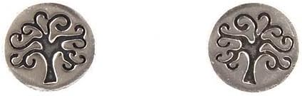 Tiny Round Tree of Life Stud Earrings in Sterling Silver, #207