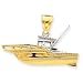 14k Two-tone 3-D Center Console Fishing Boat Pendant