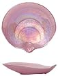 Small Glass Orchid Pink Abalone Shell Dish 6 1/2" x 7 1/4" Set / 2