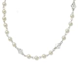 1928 Silver-tone Cultura Glass Pearl/Crystal Strand 15.5 Inch with Extension Necklace