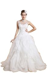 Bubble Dress Organza Cap Sleeves Bateau Neck  Lace Evening Dress/Wedding Dress  With Ruffles