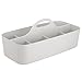 mDesign Plastic Divided Art and Craft Storage Organizer Caddy Tote Bin with Handle for Home Office and Living Room - Holds Pencils, Crayons, Sewing Supplies - Lumiere Collection, Light Gray