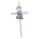 Elegant Baby Hand Painted Wall Hanging Porcelain Cross Boy.