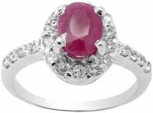 100% Genuine Ruby 18K White Gold Plated 925 Sterling Silver Ring Fine Jewelry-8