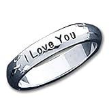 5MM inchI LOVE YOU inch Sterling Silver I Love You inch Ring