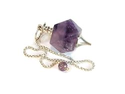 Multi Faceted Amethyst Gemstone Pendulum with Silver Caps, Metaphysical Dowsing Tool