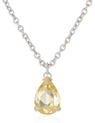 Judith Ripka "La Petite" Pear Shaped Yellow Pendant Necklace on Chain Necklace