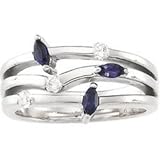 14K White Gold Genuine Iolite & Diamond Ring Size 6