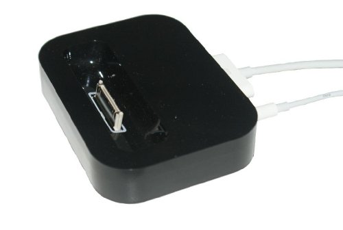 BLACK: Tischladestation Ladegerät ELEGANT für Iphone 4 4G mit Line out - RBrothersTechnologie