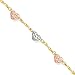 14k Gold Tri-color Puff Heart Bracelet