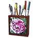 Florene Flower - Pink and White Hybrid Rose Upclose - Tile Pen Holders-5 inch tile pen holder