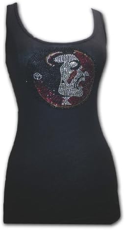 NCAA Florida State Seminoles Women's Deep Scoop Racerback Tank Top with Rhinestone Embellished Osceola Head, Black, Medium
