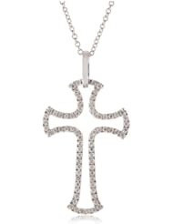 Kobelli 1/4 Cttw Round Diamond Cross Pendant Necklace
