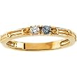 14K Yellow or White Gold Mother's Ring - 2 Stone