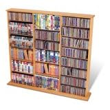 Maple Triple Width Wall Multimedia Storage Unit for CD, DVD & VHS