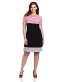 Star Vixen Womens Plus-Size Short Sleeve Print Yoke Color Block Dress