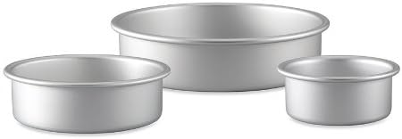 Set of 3 - Aluminum Round Cake Baking Pan Set, 8", 10" and 12" x 3" Deep