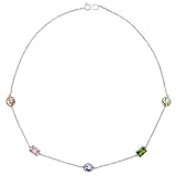 Colored Stones Sterling Silver Necklace