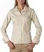 UltraClub Women's Whisper Elite Long Sleeve Twill Shirt - Stone - Small