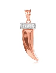 14k Rose Gold Tiger Tooth Pendant with Diamonds