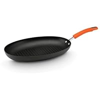 Rachael Ray Hard Anodized II Nonstick Dishwasher Safe 15-1/4-Inch Oval Grill Pan, Orange