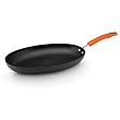 Rachael Ray Hard Anodized II Nonstick Dishwasher Safe Oval Grill Pan, 15-1/4-Inch, Orange