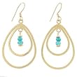 Open Gold Vermeil Teardrop Dangle Earrings with Apatite and Turquoise Gemstone Beads, #7831